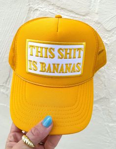 Bananas Hat – madley Trucker Hats With Patches, Hat With Patch, Funny Trucker Hat, What I Like About You, Hat Ideas, At The Lake, Online Website, Mellow Yellow, The Boat