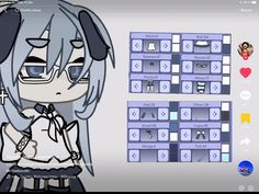 an anime character is standing in front of a computer screen with buttons and symbols on it