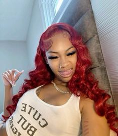 Wigs Black Women, Frontal Wig Hairstyles, Red Wig, Quick Weave Hairstyles, Dyed Hair Inspiration, Frontal Hairstyles, Cool Braid Hairstyles, Pretty Braided Hairstyles, Pretty Hair Color