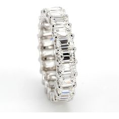 Ninacci 18K White Gold Eternity Band with Shared U-Prong Set Emerald Cut Diamonds - 4.19 Carat Total Diamond Weight - Size 5.25 Luxury Timeless Diamond White Eternity Band, Luxury Modern Eternity Band With Prong Setting, Gold Eternity Band, White Gold Set, Emerald Cut Diamonds, Eternal Love, Eternity Band, Eternity Bands, Emerald Cut