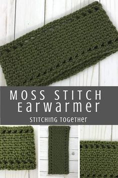 the moss stitch ear warmer is made with two rows of yarn