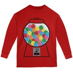 Now you can be your favorite store machine this halloween, the gumball machine! This Old Glory design is printed on a 100% cotton youth long sleeve t-shirt. Gumball Machine Costume, Costume Toddler, All Candy, Red Skull, Gumball Machine, Old Glory, Skull And Crossbones, Baby One Piece, Long Sleeve T Shirt