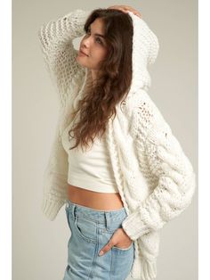 The Callie Cardigan is designed with a hood and fits oversized Short Loungewear, Knitted Hood, Skirt Pants, Hair Jewelry, Sweater Jacket, Short Pants, Spring Outfits, Denim Skirt, Sweater Top