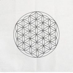 a black and white drawing of a flower of life