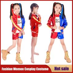 Girl Women Cosplay Costumes Movie Clown Suicide Harley Suit Squad Quinn Monster Jacket Shorts Sets Monster Jacket, Women Cosplay, Shorts Sets, Anime Clothes, Party Halloween, Anime Outfits, Short Sets, Cosplay Costumes, Halloween Party