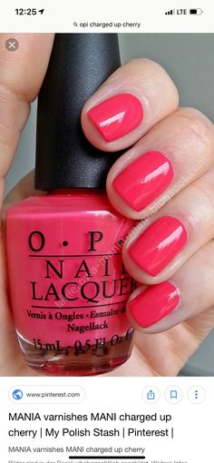 opi charged up cherry Opi Red Pink Nail Polish, Opi Charged Up Cherry, Summer Opi Nail Colors, Opi Red Nail Polish, Berry Nails, Girl Essentials, Mani Ideas, Wine Nails