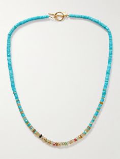 Peyote Bird's artisans have been handcrafting Southwestern-inspired jewellery since 1974. This 'Sotogrande' necklace is strung with gold-plated discs, turquoise and a variety of chalcedony beads, a combination that will add colour and personality to any outfit. Bird Accessories, Chalcedony Necklace, Accessories Jewelry Necklace, Necklace For Men, Mr Porter, New Bag, Men Necklace, Latest Fashion, Porter