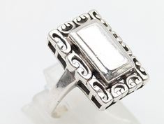 A wonderful vintage sterling silver ring perfect for engraving.  The smooth top measures 10 x 5 mm with room for a monogram, special dates, or even a custom image. Excellent condition. Marked SE, 925 in the band. Size 6.25 Weighs 5.7 grams Band is 2.5 mm wide Overall, top of ring measures 18 x 12mm US SHIPPING: US orders over $35 ship free via first class mail. Orders over $200 receive a free priority mail upgrade. Expedited shipping is available. SHIPPING OUTSIDE THE US:  We combine shipping on Elegant Rectangular Signet Ring Stamped 925, Classic Sterling Silver Engraved Rectangular Ring, Classic Sterling Silver Rectangular Engraved Ring, Classic Rectangular Signet Ring Stamped 925, Classic Silver Rectangular Signet Ring, Rectangular Silver Signet Ring For Wedding, Silver Engraved Rectangular Ring For Formal Occasions, Vintage Silver Rectangular Ring, Vintage Engraved Rectangular Ring