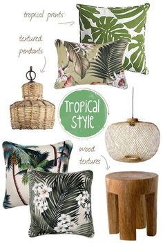 tropical style pillows and other decorative items are on the instagram page for this post