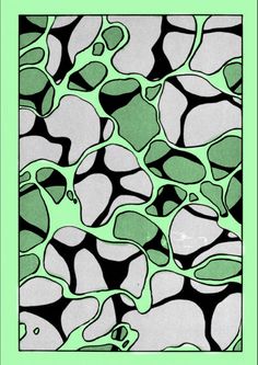 an abstract green and black pattern with white dots