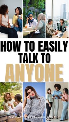 Are you wondering how to easily talk to anyone (even with social anxiety)? This post shares tips on how to easily talk to anyone. Ideas include things like be authentic, ask questions, and listen. Also sharing tips on how to improve conversation skills, how to make small talk, and how to keep a conversation going. Talking To People, How To Talk, Be Authentic, Small Talk, Get Better, Communication Skills, Things To Make, Ask Questions