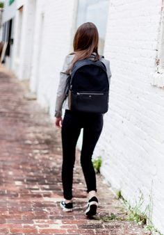 Practical Black Everyday Backpack, Everyday Black Backpack With Logo, Luxury Minimalist Backpack For On-the-go, Urban Style Black Backpack, Backpack Outfits, Everyday Black Backpack With Anti-theft Features, Secret Wardrobe, Fashion Trend Inspiration, Backpack Outfit