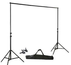 two photography lighting stands and a bag