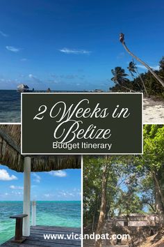 the beach with palm trees and blue sky in the background, two weeks in belize budget