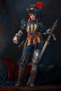 ArtStation - landsknecht girl, Nikita Fedotov Sci Fi Outfit, Fantasy Heroes, Larp Costume, Dungeons And Dragons Characters, Fantasy Rpg, Medieval Fantasy, Illustration Character Design