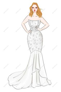 Strapless Corset Custom Made Mermaid Wedding Dress Sketch Bridal Dress Sketch, Wedding Dress Sketch, Mermaid Bridal Dress, Dress Sketch, Wedding Dress Sketches, Sketch Digital, Dress Illustration, Trumpet Wedding Dress, Strapless Corset