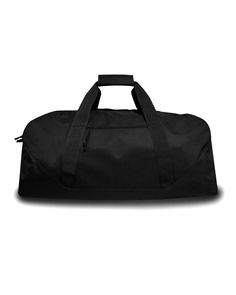 a black duffel bag on a white background