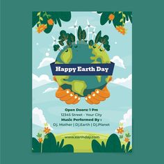 an earth day poster with plants and flowers