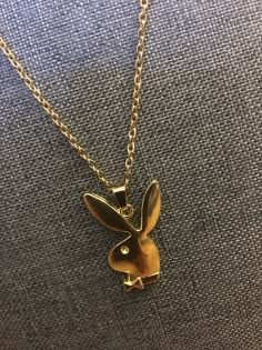 Vintage-Retro Style Gold Tone Playboy Bunny Pendant Rabbit Charm Necklace Chain. Necklace length: 18" inches. Pendant length: 1-1/4" inch. Pendant Width: 1" inch. Playboy Necklace, Bunny Pendant, Bunny Necklace, Rabbit Pendant, Boys Jewelry, Woodland Hills, Jewelry Chain, Playboy Bunny, Necklace Chain Lengths