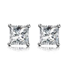 Cubic Zirconia Diamond Earrings for Men Mens Diamond Earrings, Stud Earrings For Men, Square Earrings Studs, Square Earrings, 925 Silver Jewelry, Small Earrings, Sterling Silver Studs, Sterling Silver Earrings Studs, Silver Earrings Studs