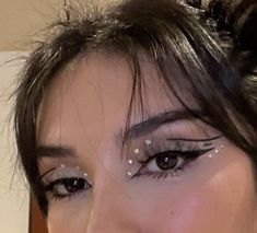 Ateez Makeup Inspired Concert, Ateez Concert Makeup, Ateez Concert, Eyes Eyeliner, Rhinestone Makeup