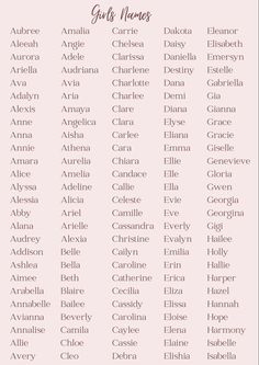 a list of names for girls in english and spanish, with the names on them