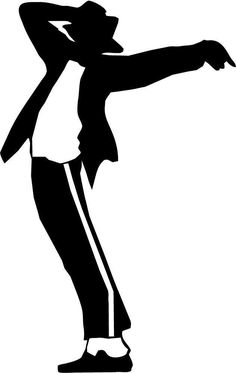 a black and white silhouette of a man in a suit pointing at something with his hand