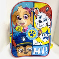 Nwt The School Bag Has A Top Loop For Hanging Or Carrying, Dual Side Mesh Pockets, And Adjustable Padded Shoulder Straps. Its Main Compartment Is Large Enough To Fit School Books, Folders, And Binders. Use This Backpack For Kids In Preschool, Elementary School, Or As A Travel Backpack. For Girls And Boys Ages 3+ Who Are Paw Patrol Fans, This Large Backpack (16 Inches) Is Fun And Durable Cute Yellow School Backpack, Cute Yellow Backpack For Back To School, Blue Cartoon Bags For Back To School, Blue Cartoon Backpack Bag, Blue Cartoon Style Backpack Bag, Blue Cartoon Backpack, Playful Yellow Backpack For Back To School, Playful School Bag With Character Print, Yellow School Bags For Back To School