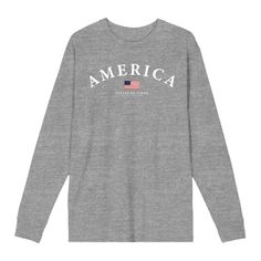 Step into the heart of Americana with this apparel featuring a bold image of the American flag under striking white letters that proudly declare, "America." Crafted from premium materials, this garment ensures both style and comfort for any occasion. Machine wash it on cold with like colors and tumble dry on low heat for effortless care. The American Flag, America Flag, White Letters, Heather Gray, American Flag, Heather Grey, Top Shirt, Long Sleeve Tees, Flag