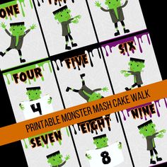 the printable monster mash cake walk is shown