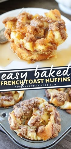 easy baked french toast muffins on a baking sheet