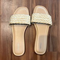 Beige/Straw Forever 21 Slipper-Style Sandals, Us Size 6 - Slightly Too Small For Me (Size 6.5) Straw Sandals, Forever 21 Shoes, Women's Shoes Sandals, Shoes Sandals, Forever 21, Straw, Slippers, Size 6, Women Shoes