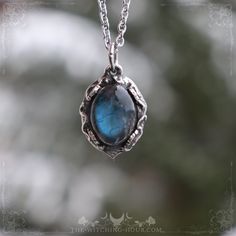 Little treasure inspired by nature, this pendant holds between its leaves a natural blue labradorite of 12 x 16 mm. - High quality pewter pur at 97% (hypoallergenic) - Totally handmade in our small french studio - Natural labradorite - Sold without chain, choose your stainless steel chain of 46 cm / 17" or 60 cm / 24" (hypoallergenic) - Size of the pendant: 2,5 x 1,8 cm This pendant is an exclusive design of The Witching Hour It is totally handmade from high quality materials in our french studi Nature-inspired Labradorite Jewelry For Healing, Nature-inspired Labradorite Healing Jewelry, Nature-inspired Healing Labradorite Jewelry, Mystical Labradorite Pendant Jewelry, Nature-inspired Labradorite Jewelry With Natural Stones, Oxidized Silver Necklace, The Witching Hour, Witching Hour, Pagan Jewelry