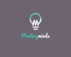 the word meeting minds is written in white and green on a gray background with a light bulb