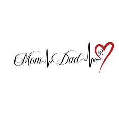 the word man's dad is written in black ink with a red heart on it