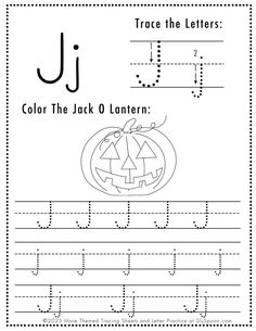 the letter j is for jack o'lantern worksheet with an upper and lowercase