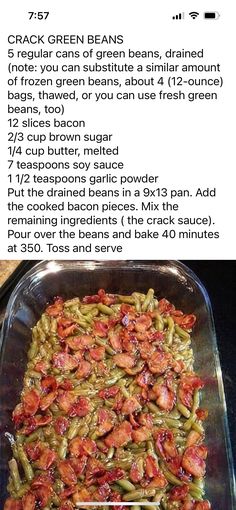 the recipe for green bean casserole is shown