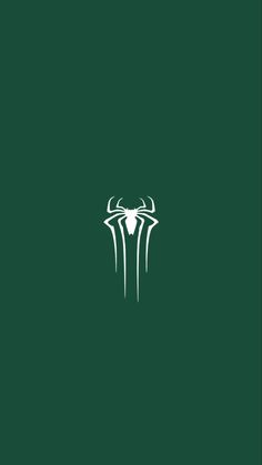 the spider - man logo in white on a dark green background, with an image of a