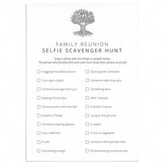 Family Reunion Selfie Scavenger Hunt Printable by LittleSizzle Family Reunion Selfie Scavenger Hunt, Family Reunion Photo Ideas, Family Reunion Scavenger Hunt, Selfie Scavenger Hunt, Family Reunion Activities, Family Reunion Photos, Adult Scavenger Hunt, Scavenger Hunt Printable, Scavenger Hunt Games