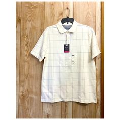 Nwt Van Heusen Flex Windowpane Classic Fit Polo Shirt Color: Cream Tofu Size: Small. Condition Is "New With Tags". 58% Cotton, 42% Polyester Cream Polo Collar Top For Summer, Collared Cream Cotton Top, Cream Collared Cotton Tops, Casual Cream Cotton Polo Shirt, Cream Cotton Polo Collar Top, Polo Shirt Colors, Polo Pullover, White Collared Shirt, Henley Shirt Men