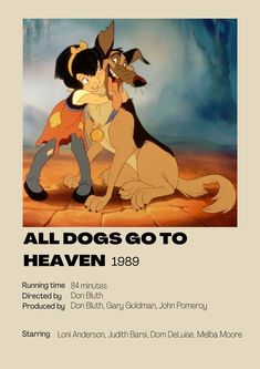 all dogs go to heaven 1989 poster with an image of the cartoon character and his companion