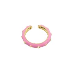 Precious Pink Ring LaCkore Couture Pink Enamel Stackable Jewelry, Pink Enamel Stackable Ring As Gift, Pink Stackable Enamel Ring As A Gift, Trendy Gold Enamel Open Ring, Trendy Gold Open Enamel Ring, Trendy Gold Open Ring, Adjustable Pink Enamel Rings, Pink Enamel Rings For Gift, Pink Enamel Ring For Wedding