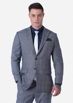 Eldridge Grey Prince of Wales Suit - SARTORO Elegant Gray Double Breasted Suit For Semi-formal Occasions, Gray Notch Lapel Tuxedo For Formal Occasions, Gray Notch Lapel Tuxedo For Formal Events, Tailored Gray Tuxedo For Formal Occasions, Classic Gray Tuxedo For Formal Occasions, Gray Notch Lapel Suits For Formal Occasions, Gray Notch Lapel Suit For Business Casual, Tailored Gray Suit For Formal Occasions, Gray Double Breasted Suit For Office