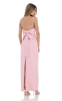 Back Bow Maxi Dress in Pink Sweet 16 Guest Dresses, Pink Long Dresses, Pastel Pink Bridesmaid Dresses, Light Pink Maxi Dress, Long Pink Dress, Cotillion Dresses, Light Pink Bridesmaid Dresses, Pink Bow Dress, Baby Pink Dresses