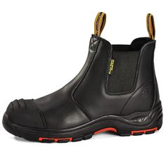 PRICES MAY VARY. 【ASTM & CE APPROVED 】- This mens CE safety boots has tag are certified by ASTM & CE Standard Association.Chelsea work boots upper made of smooth cow leather with CE standard, which is durable and scratch-resistant. mens steel toe boots has steel plate midsole flexible, supply excellent protection for working,double terrain PU outsole non-slip work boots for men, strengthened steel toe cap and heel provide full protection, anti-collision and ankle support. 【SUPERIOR COMFORTABILIT Mens Steel Toe Boots, Mens Work Boots, Slip On Work Boots, Black Work Boots, Working Shoes, Steel Toe Boots, Chelsea Boots Women, Work Boots Men, Free Socks