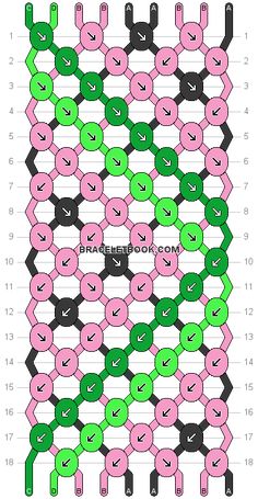 an image of a knitted pattern with donuts on it and numbers in green, pink