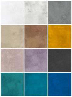 the different colors of concrete are shown in this image, including blue, yellow, gray and white