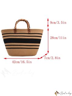 BirdinBag - Versatile Vintage Woven Tote Bag - Stylish, Spacious, and Ideal for Every Occasion Large Everyday Bags For Summer, Large Rectangular Bag For Summer, Large Bucket Shopping Bag, Large Rectangular Summer Bag, Large Rectangular Summer Bags, Black Bucket Shaped Bag For Summer, Large Double Handle Bag For Summer, Black Beach Season Shopping Bag, Large Capacity Black Satchel For Beach