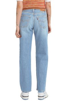 Serve up major '90s vibes every time you slip into these wide-leg, nonstretch jeans with a laid-back baggy fit. 16 1/2" leg opening; 10 3/4" front rise; 16 1/4" back rise (size 26) Zip fly with button closure Five-pocket style 100% cotton Machine wash, tumble dry Imported Model stats: 5'10" height, 32" bust, 25" waist, 36" hip. Model is wearing size 26. 90s Relaxed Fit Wide Leg Bottoms, 90s Style Relaxed Fit Wide Leg Bottoms, 90s Style Relaxed Fit Wide Leg Jeans, 90s Relaxed Fit Wide Leg Jeans, Relaxed Fit Wide Leg Flare Jeans For Streetwear, 90s Wide Leg Relaxed Fit Jeans, Retro Bottoms With Relaxed Fit And Straight Hem, Straight Fit Wide Leg Rigid Denim Bottoms, Wide Leg Straight Fit Bottoms In Rigid Denim