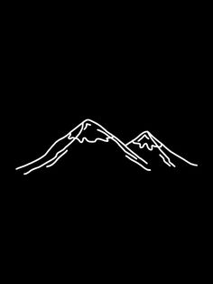 a black and white drawing of mountains on a dark background